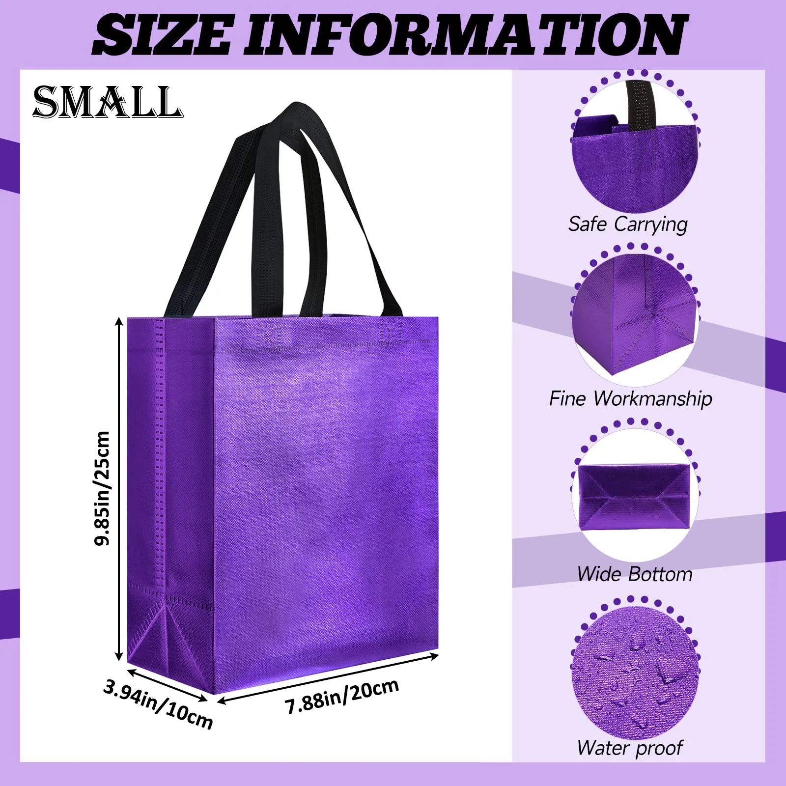 Gift Bags Shopping Glossy Reusable Grocery Tote with Handles 8