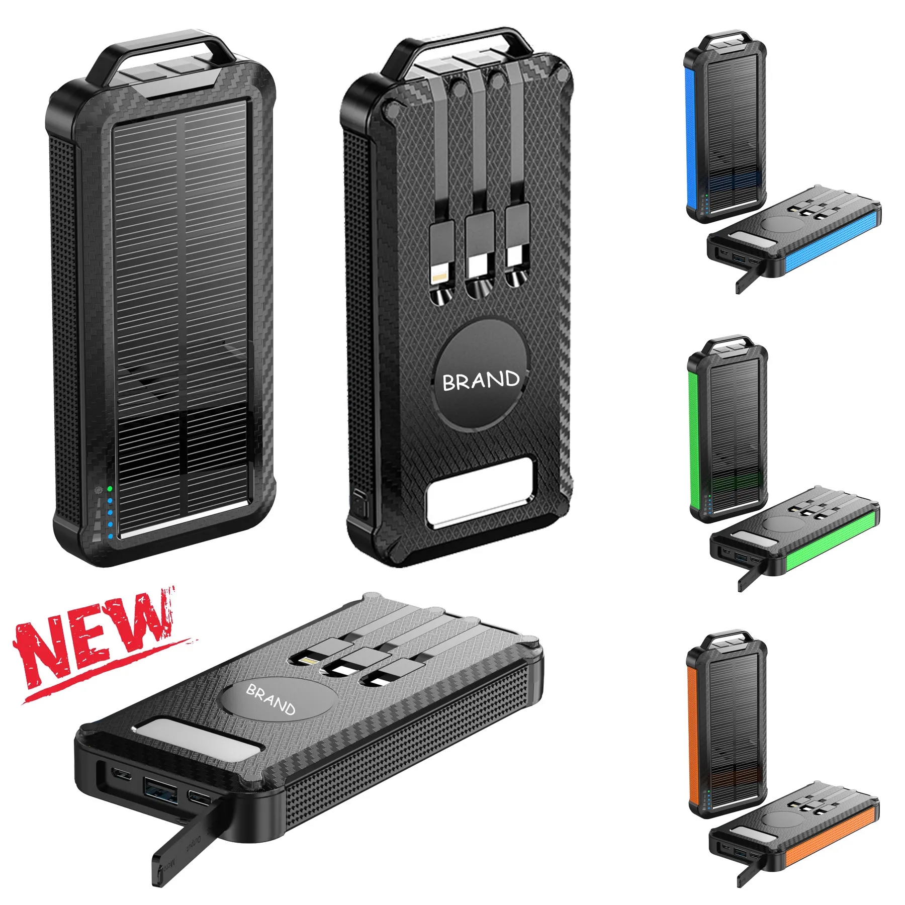 10000mAh Solar Power Charger w/ Cable & LED Flashlight 4