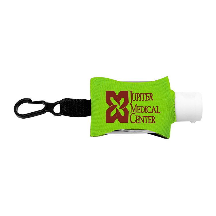 "SanPal Sleeve" .5 oz Hand Sanitizer Antibacterial Gel in Clip-On Neoprene Sleeve Cover 5