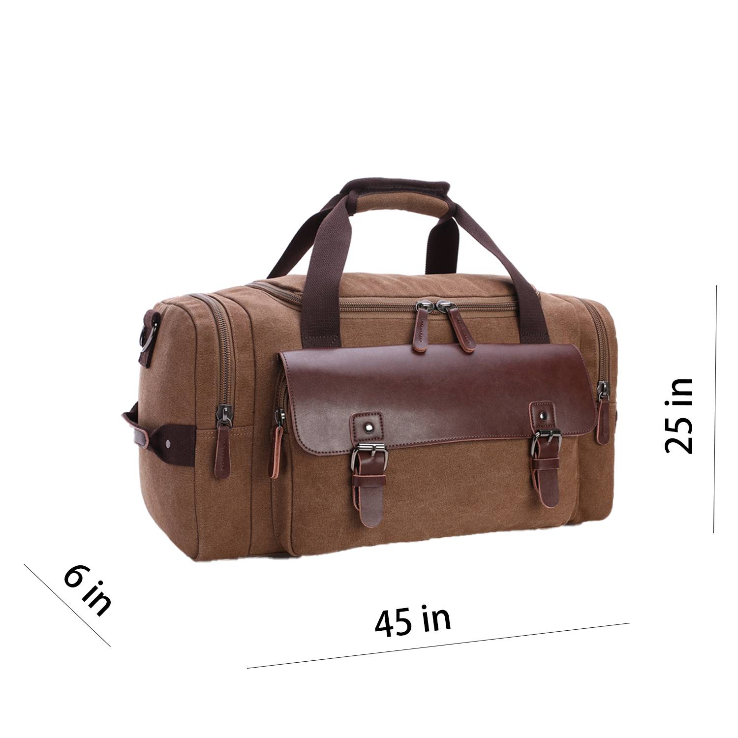 Expandable Canvas Genuine Leather Duffle Bag 1