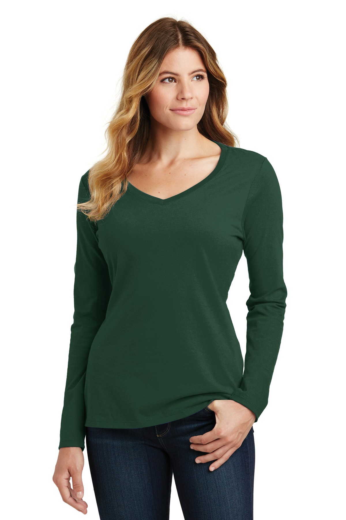 Port & Co Women's Long Sleeve Fan Favorite V-Neck Tee. LPC450VLS 24