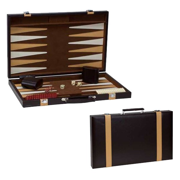 18" brown leatherette backgammon 1