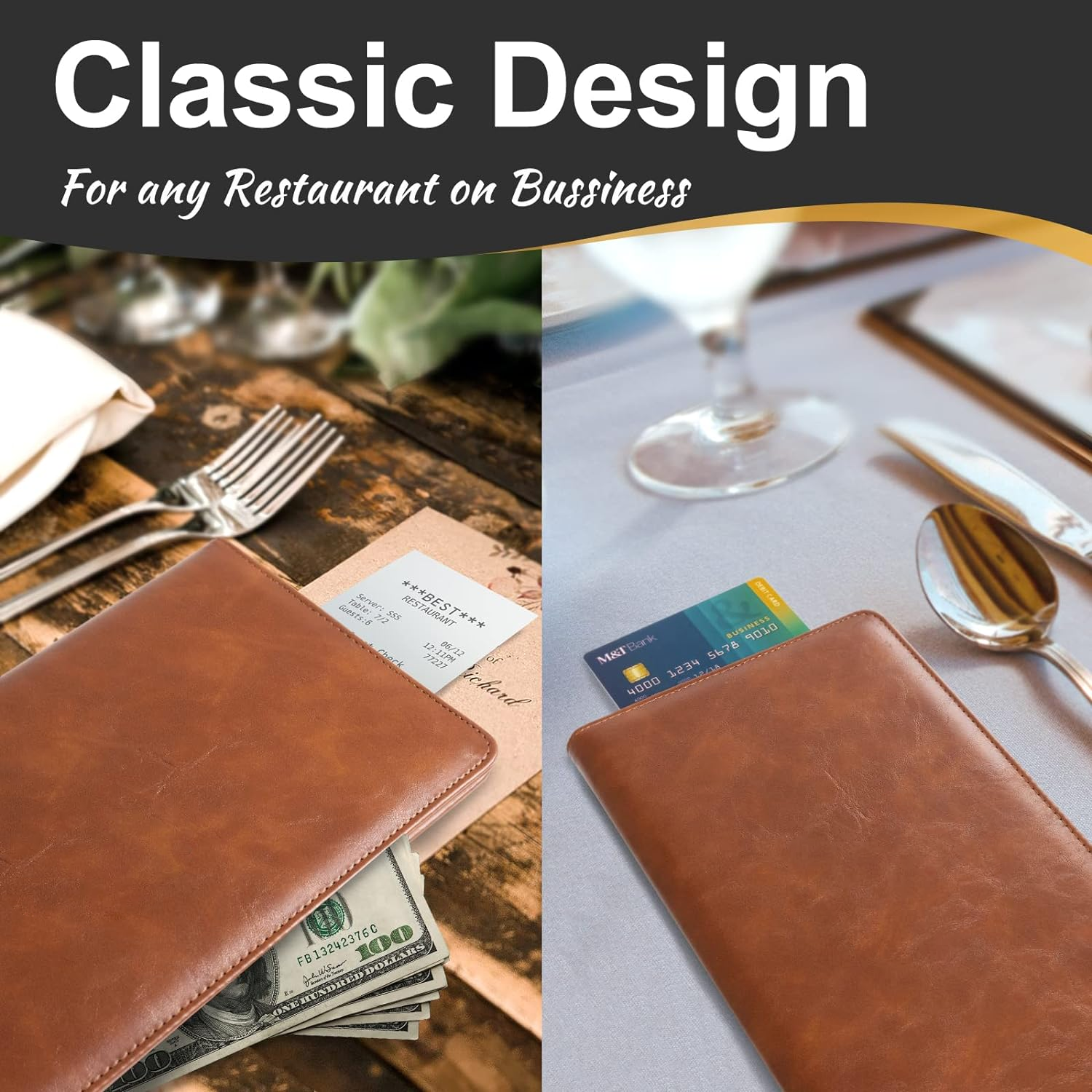 Leather PU server book Restaurant bar Check Presenters 5