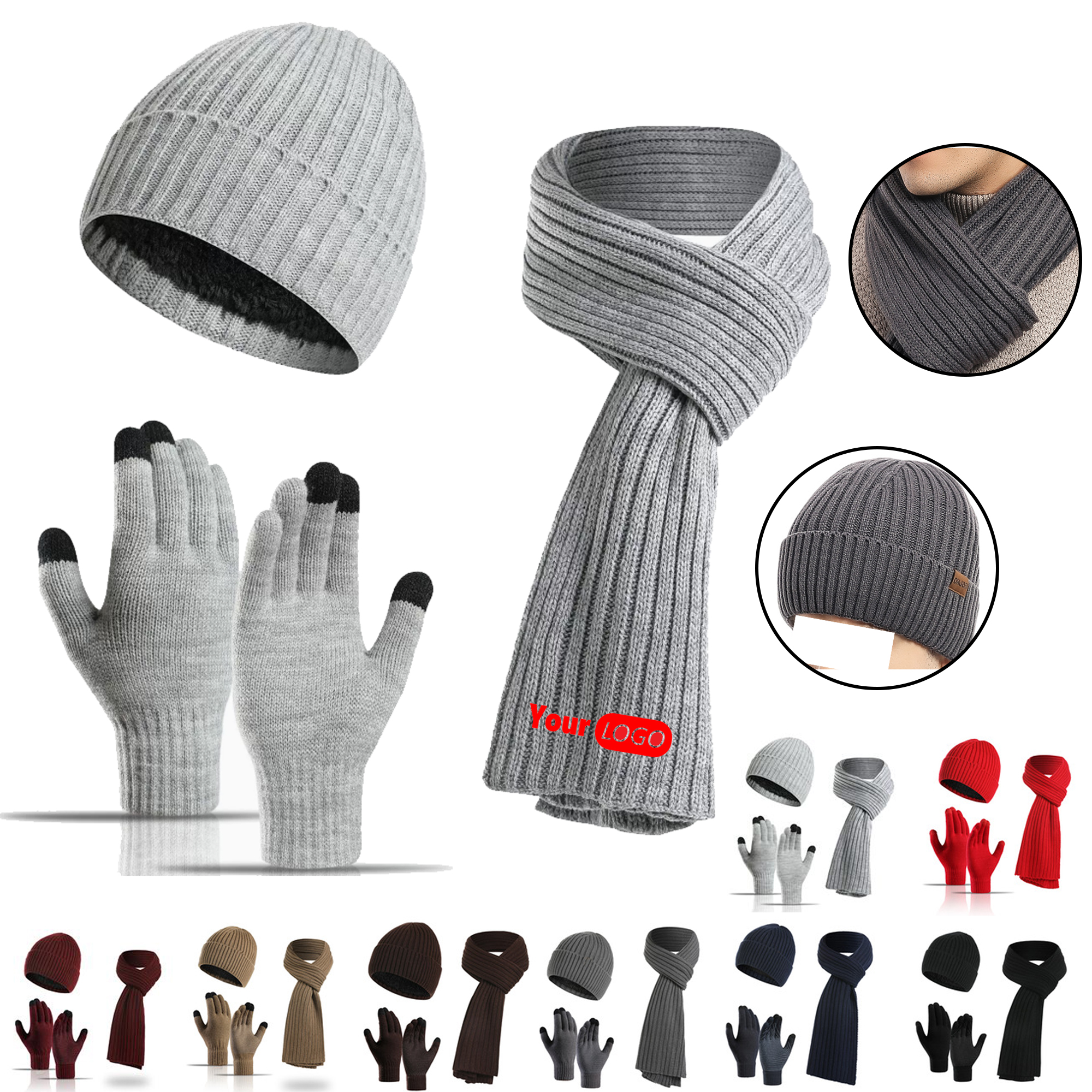 3-in-1 Gift Set: Hat, Scarf, and Touchscreen Gloves 4