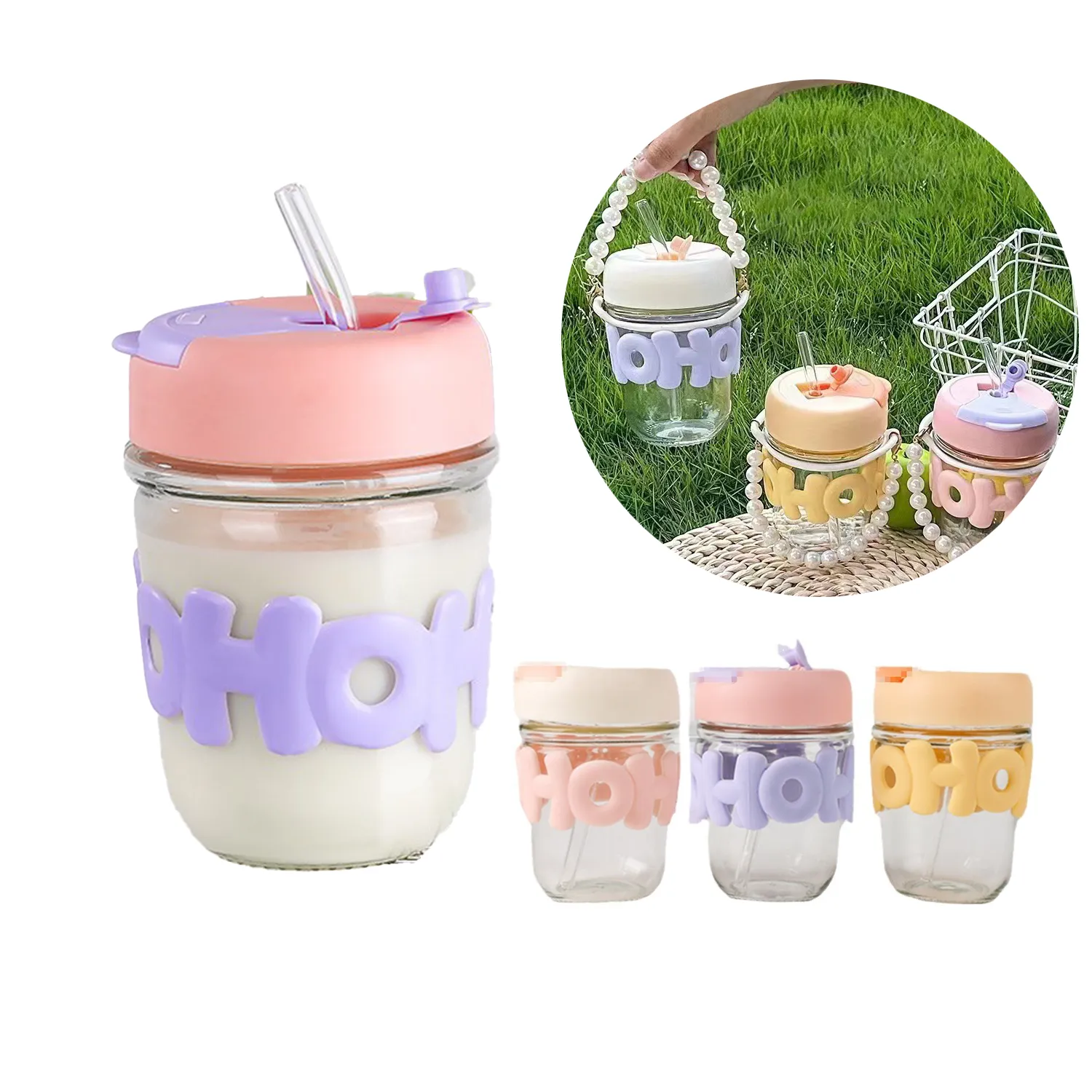 Pearl Chain Double Drink Straw Glass 2