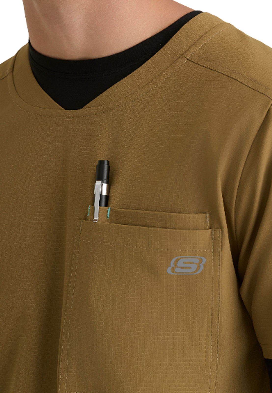Skechers Ripstop Collection - Men's Three-Pocket Round Neck Station Scrub Top 3