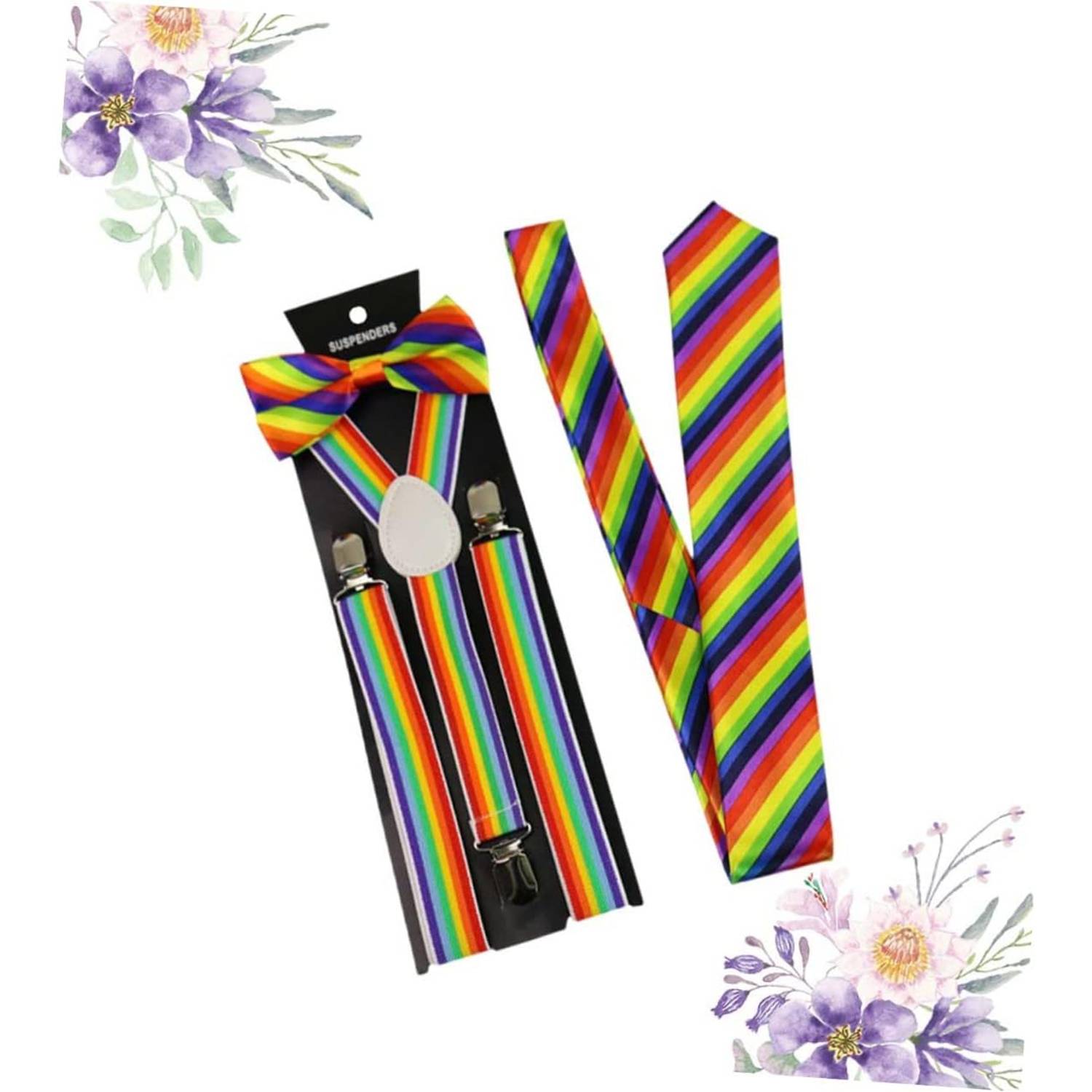 Rainbow Suspenders w/ Bow Tie Three-piece Set 5