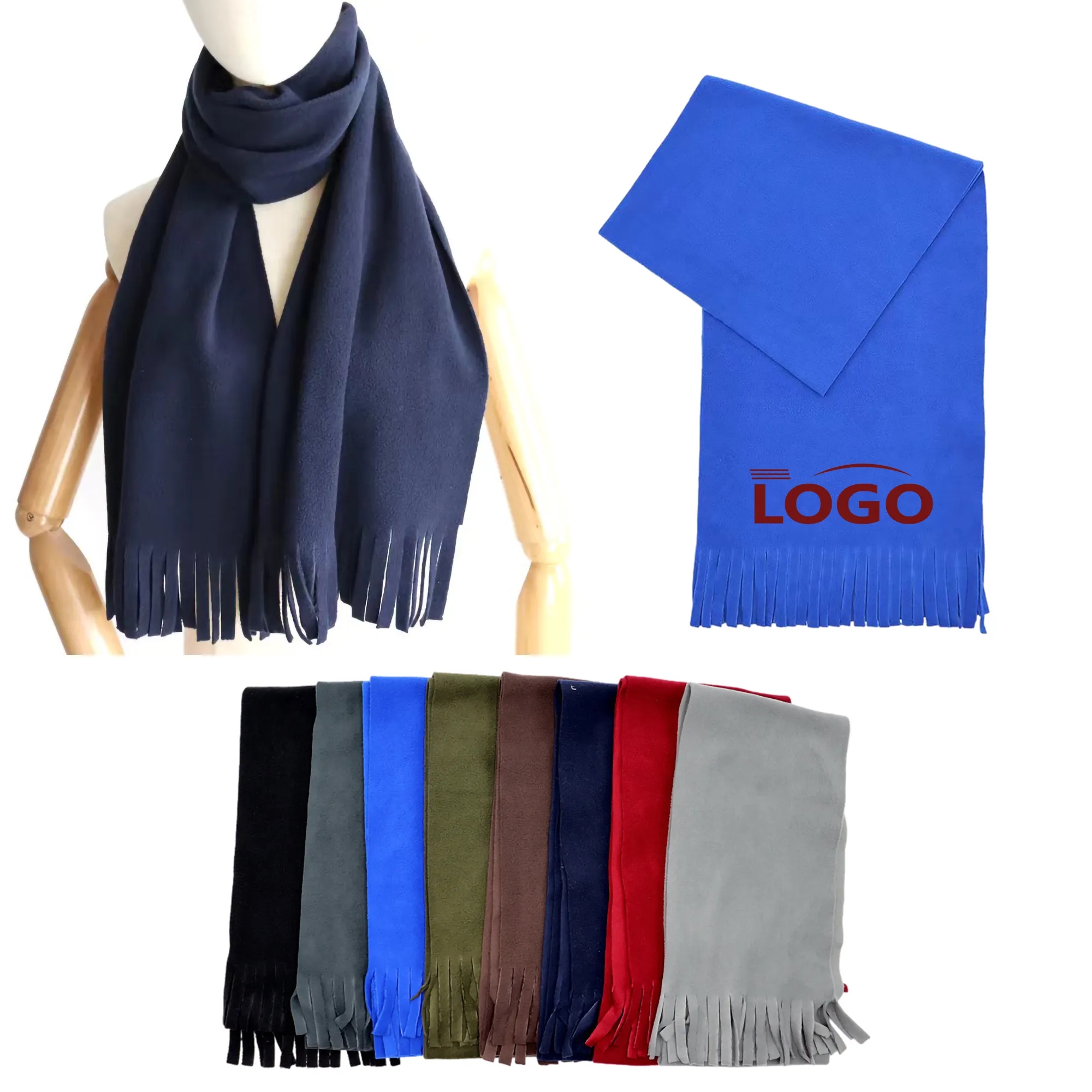 Polar Fleece Tassels Scarf MOQ 100PCS 3