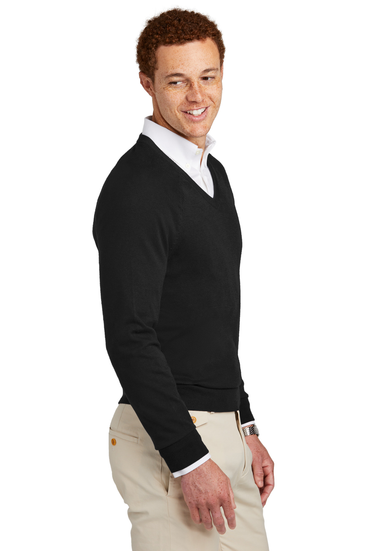 Brooks Brothers Cotton Stretch V-Neck Sweater BB18400 7