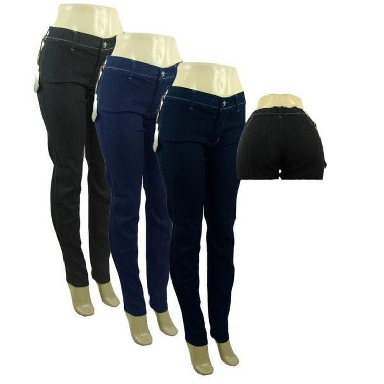 Women's Skinny Fashion Jeans - Blue Dark Wash Black Sizes 0-13 1