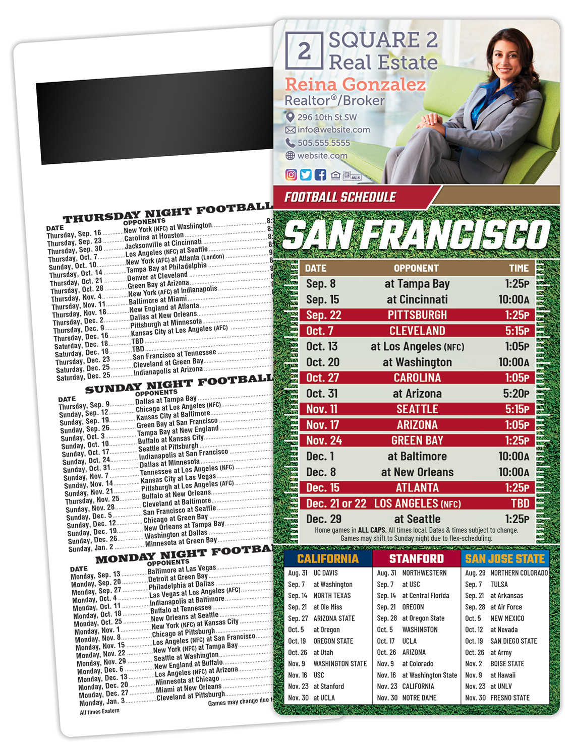 Football Schedule Laminated Card/Postcard with Magnet Strip 3.5x8.5 - 14 pt. 1