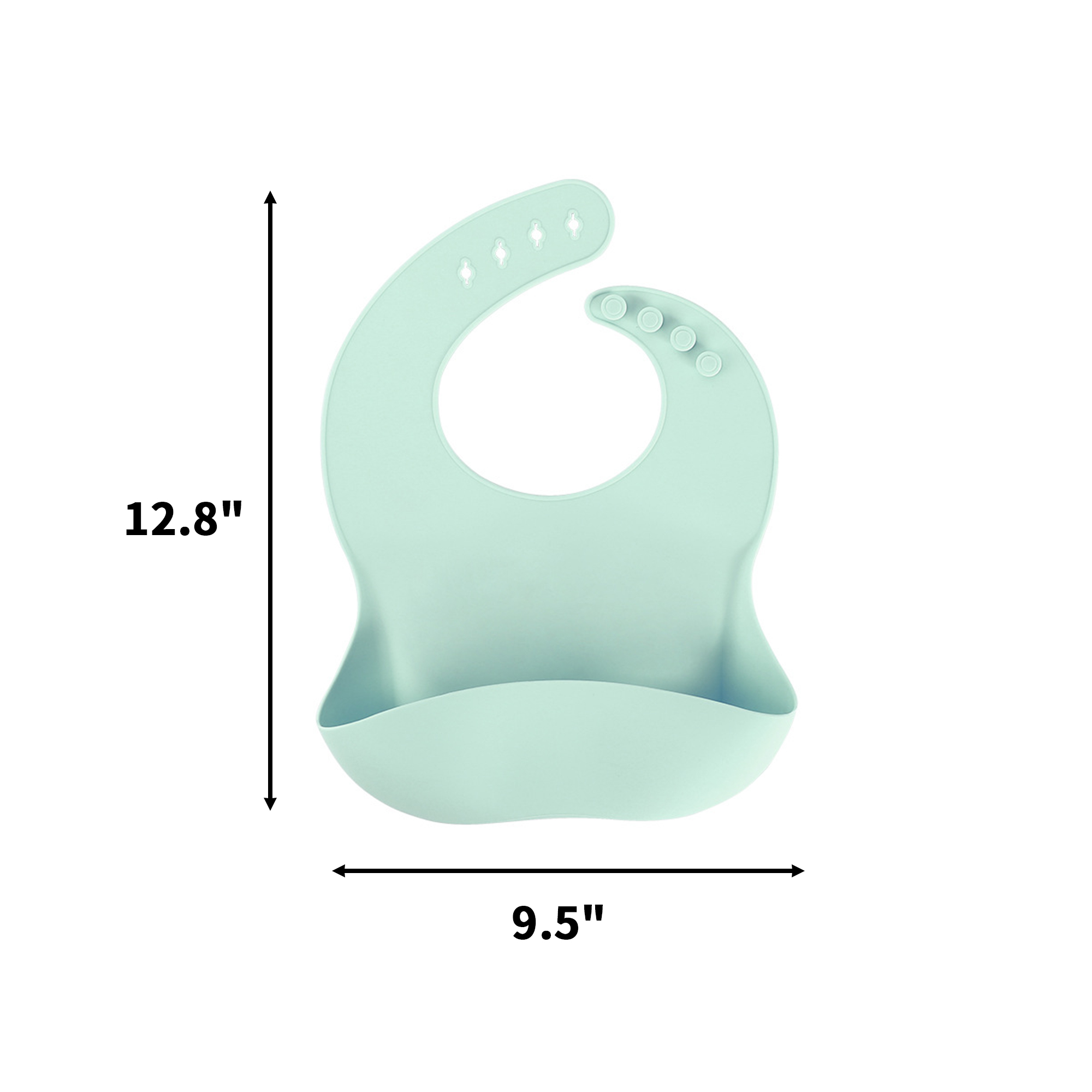 Silicone Baby Bib 12.8" x 9.5" With Food Catcher Pocket 12