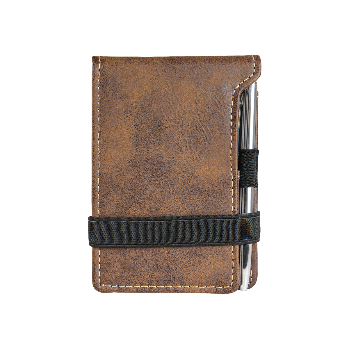Rustic/Gold Leatherette Mini Notepad with Pen 2