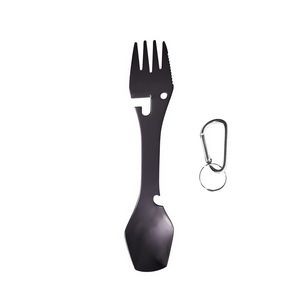 2 In 1 Dual Head Stainless Steel Fork And Square Spoon With Carabiner 13