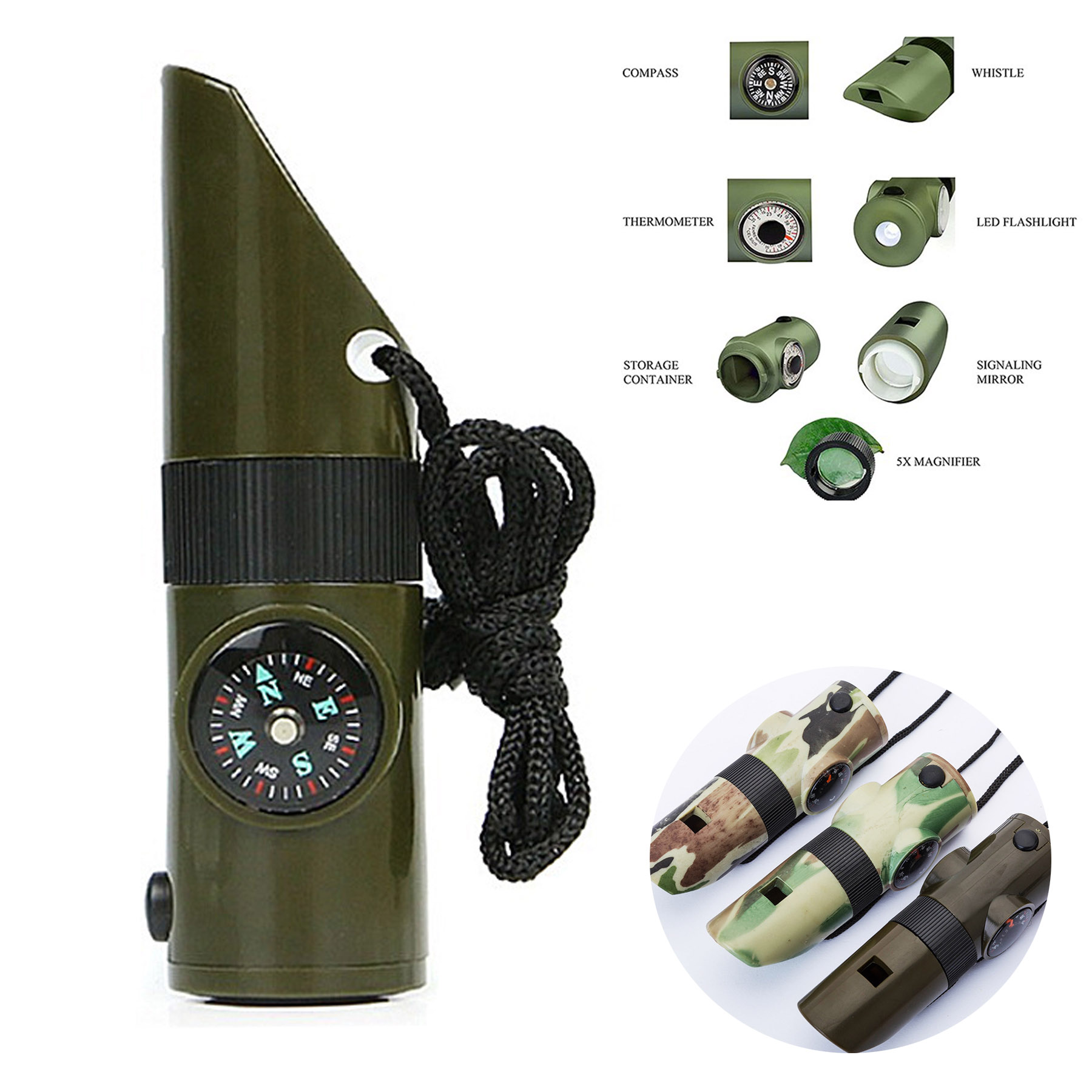 7 In 1 Multifunctional Outdoor tool With Whistle & LED Light 2