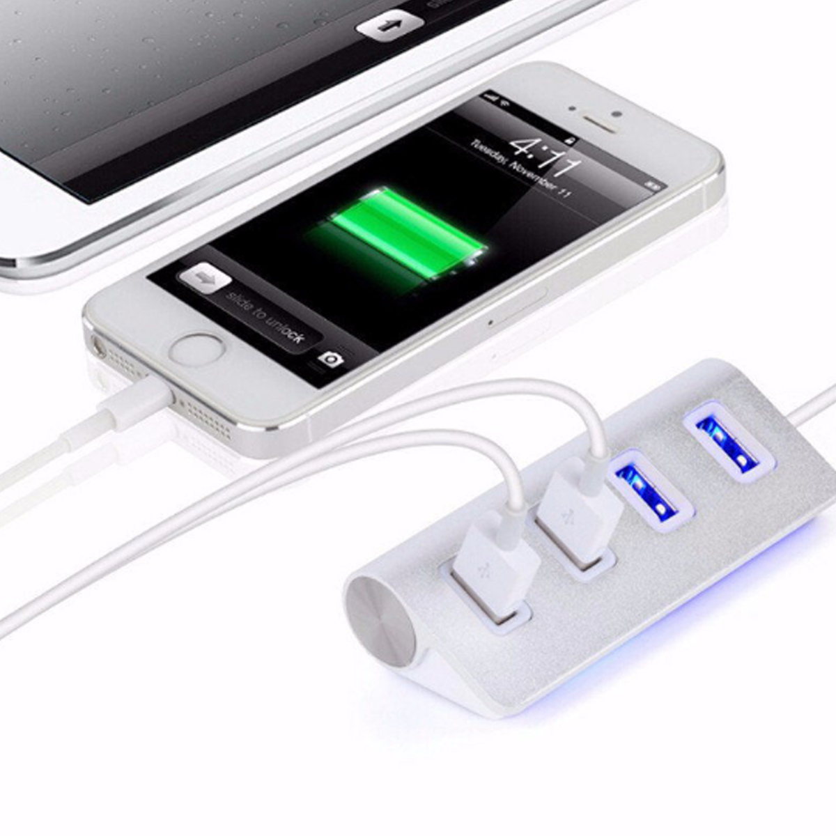 Aluminum 4-Port USB Hub with Angled Design and Custom Logo 3
