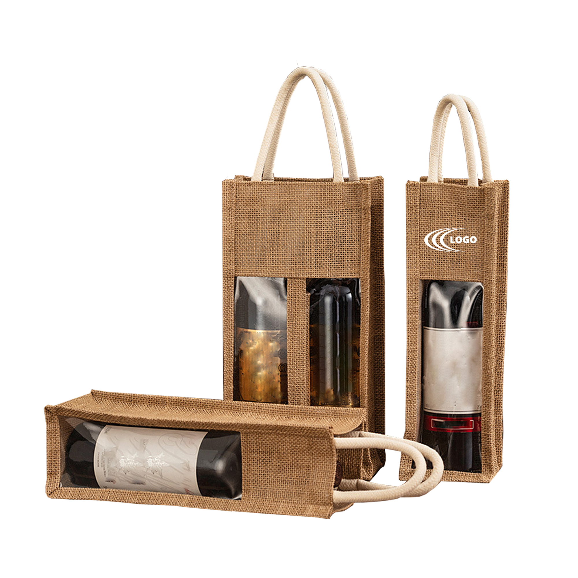 Natural Style Bottle Bag, custom tote bag with logo imprint 2