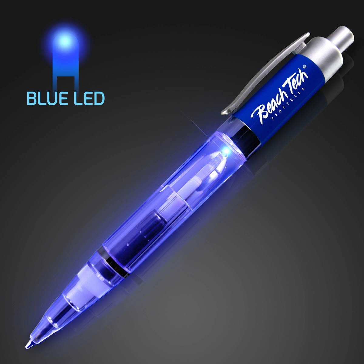 Plastic LED Pen with Blue Barrel 2