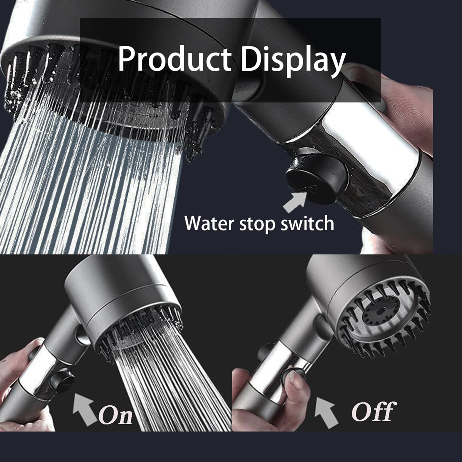 High Pressure Handheld Shower Head Kit w/ Wall Mount Bracket 6