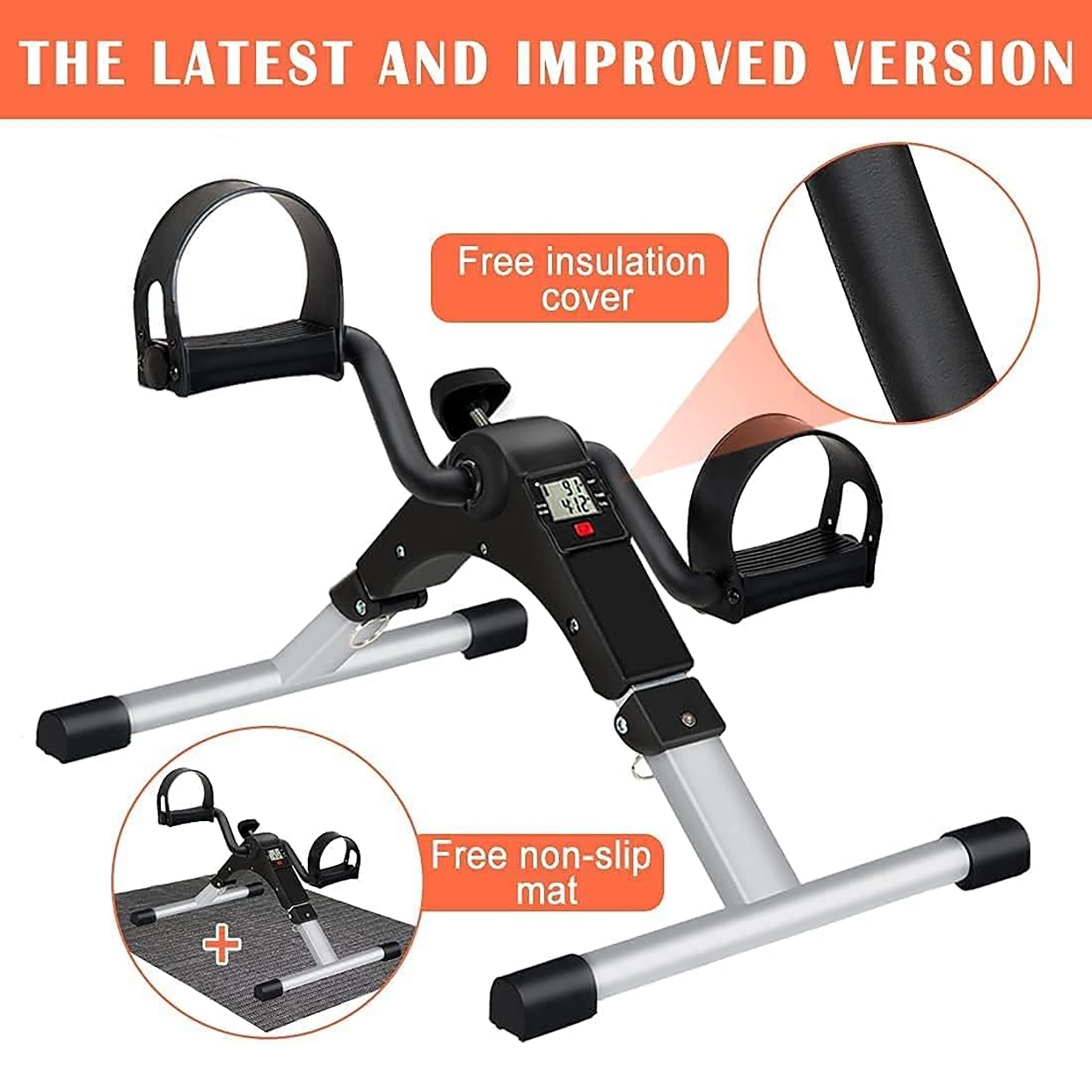 Folding Pedal Exerciser W/ Electronic Display 10
