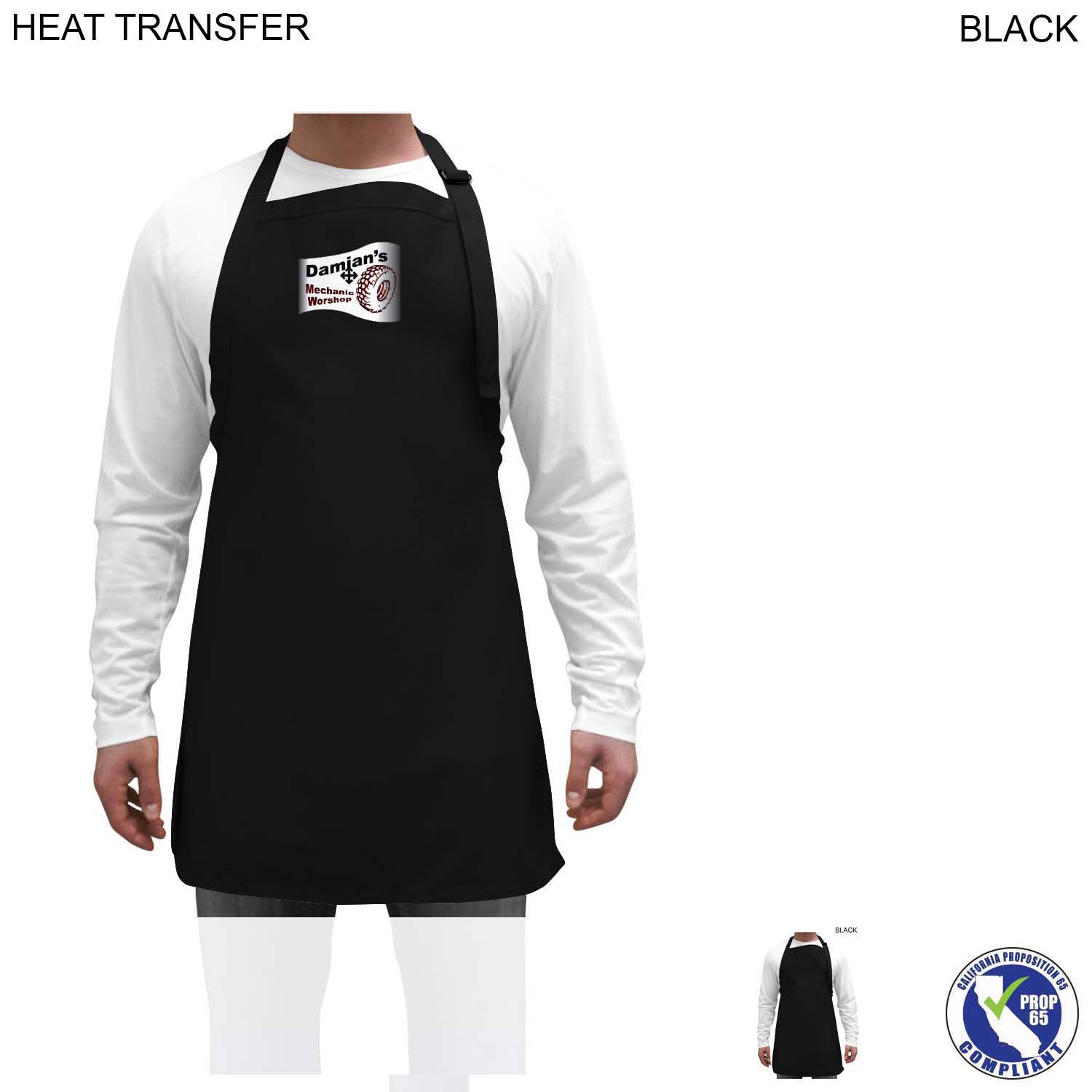 Twill Bib Apron, 25x28, No Pockets, Adjustable Neck, Heat Transfer logo, In Stock 2