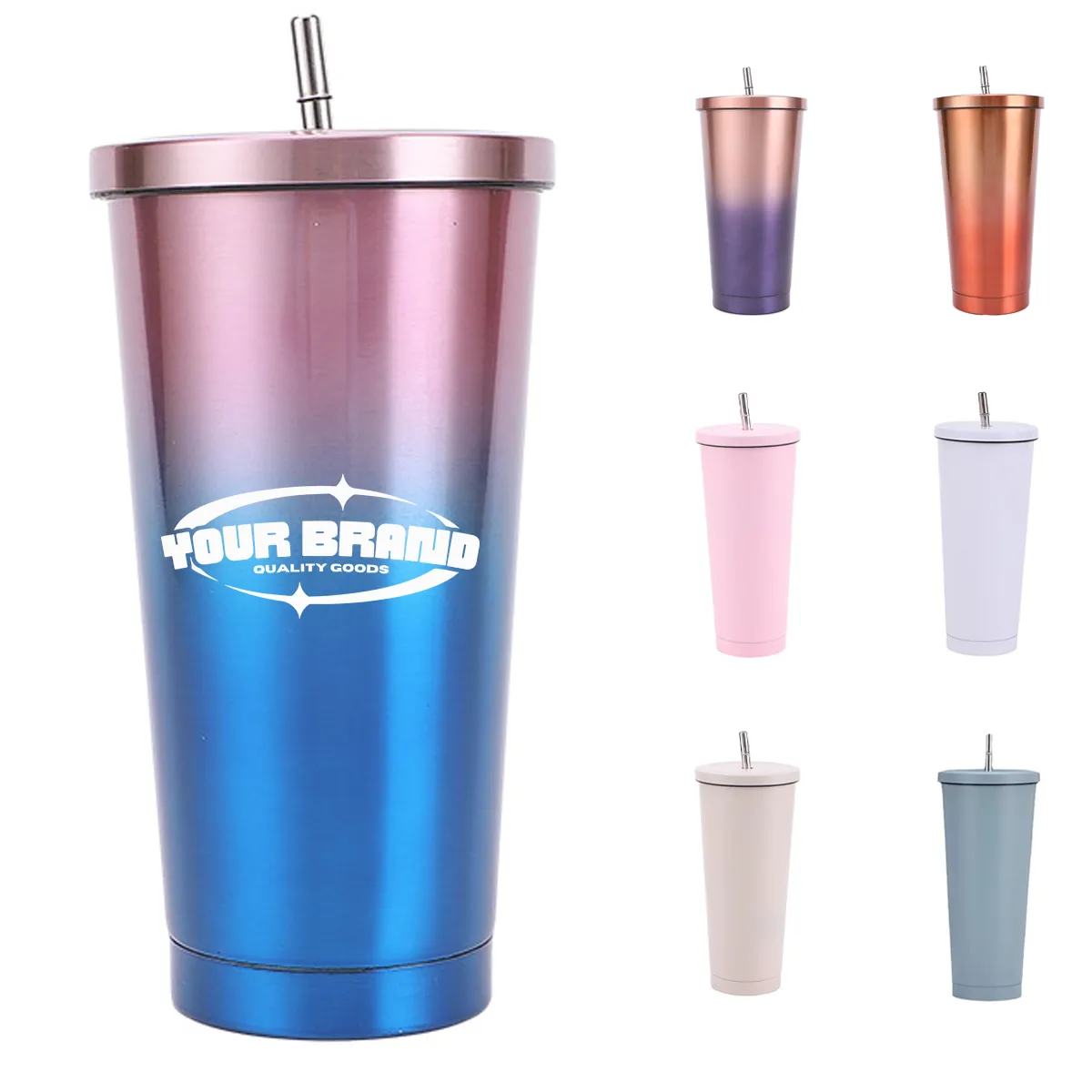 25oz. Insulated Stainless Steel Tumbler W/Lid and Straw Cup 3