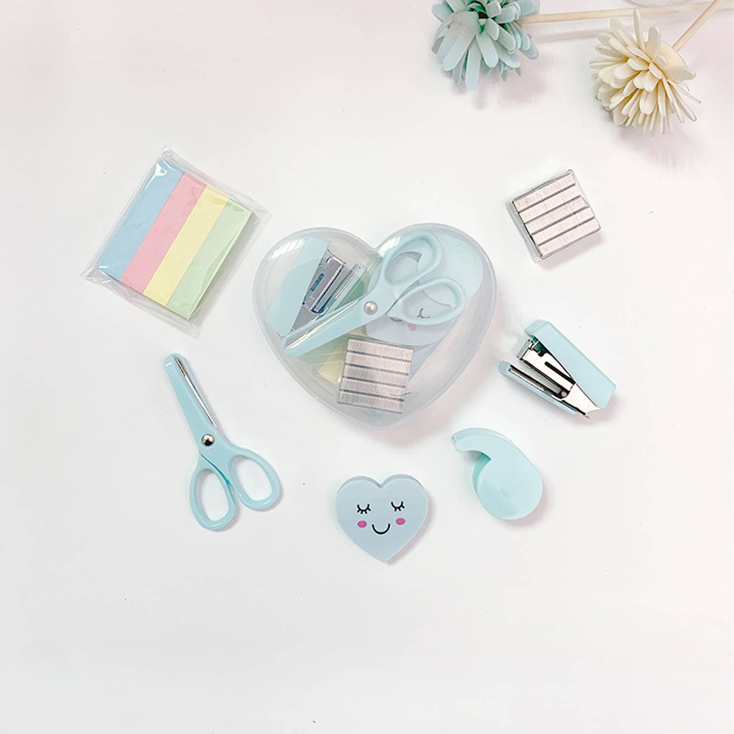 Heart Shaped Mini Multifunctional Stapler Stationery Set 2
