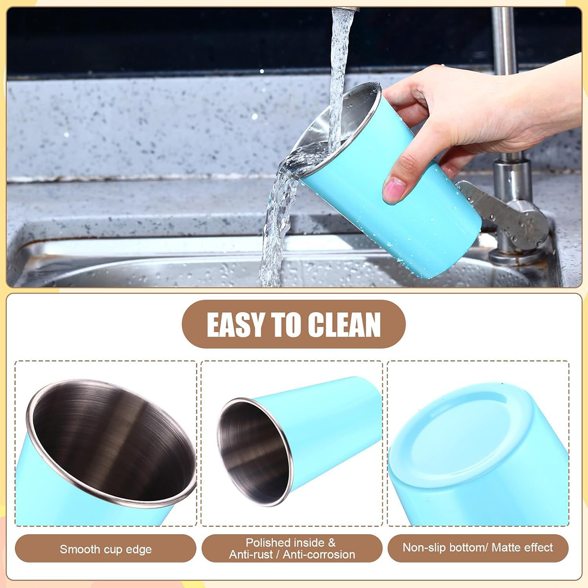 Stainless Steel Shatter-Resistant Stackable Drinking Cup 5