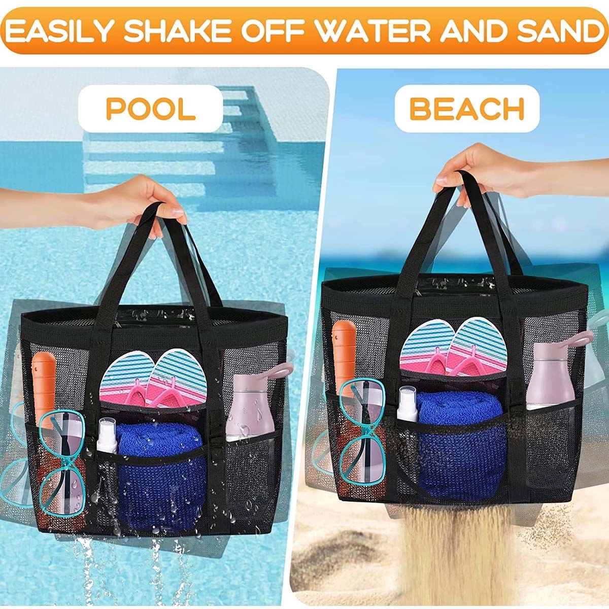 Large Tote Mesh Beach Bag 3