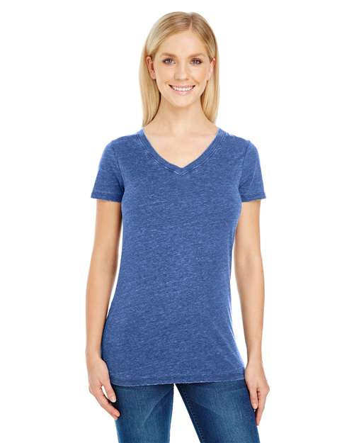 Women's Vintage Dye V-Neck T-Shirt - 208B 4