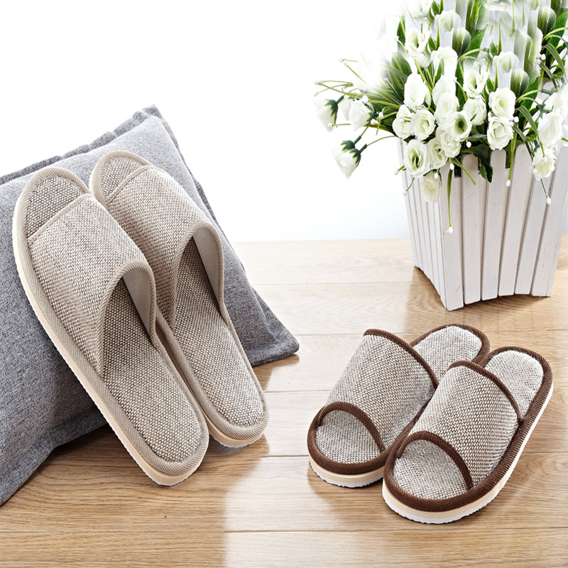 Solid Color Casual Cotton And Linen Open Toe Breathable Slippers 8