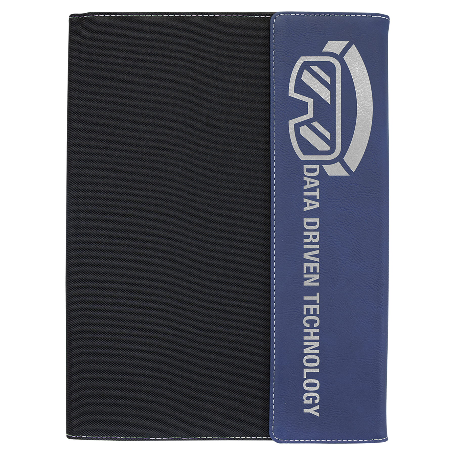 9 1/2"x12" Blue/Silver Leatherette / Black Canvas Portfolio w/Notepad 2