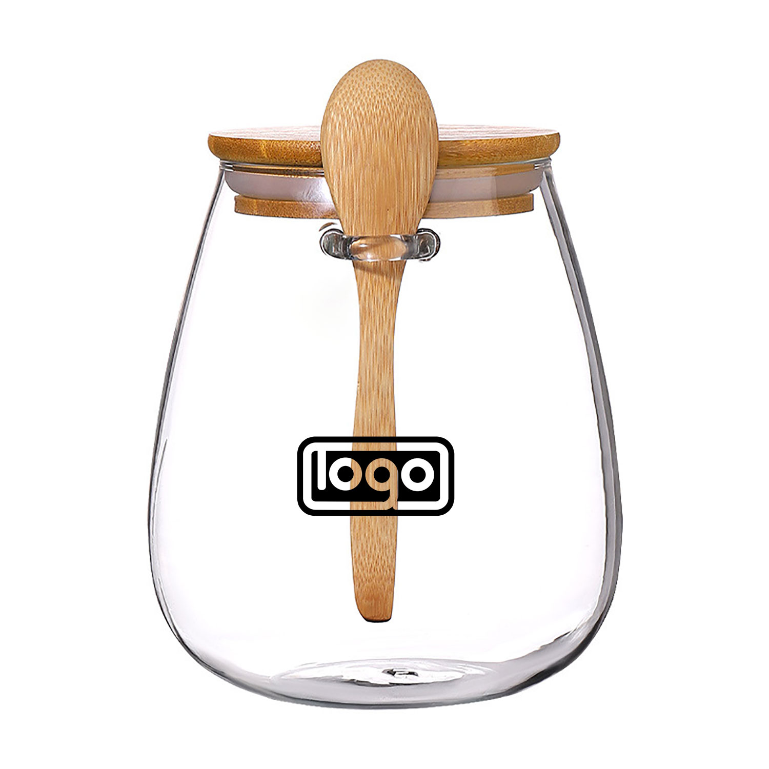 34Oz Glass Jar & Spoon Set W/ Bamboo Lid 3