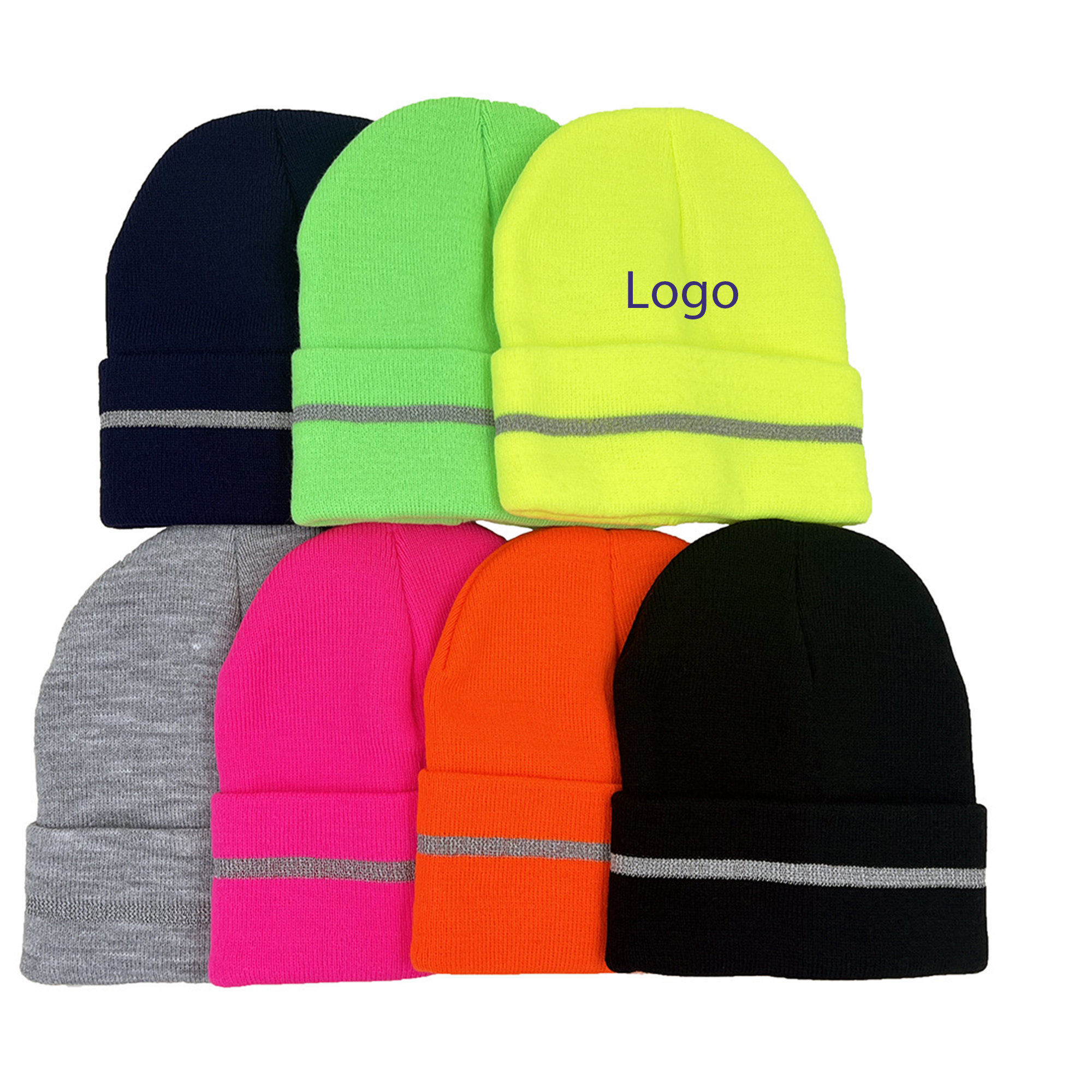 Vivid Knit Beanie with Reflective Stripe 2