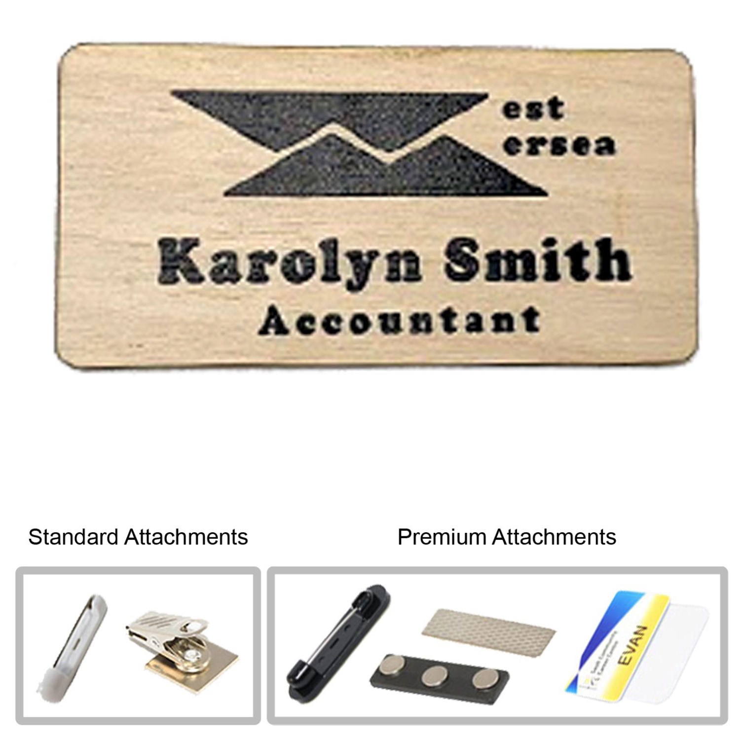3"W x 1.25"H Printed Wood Badge 2