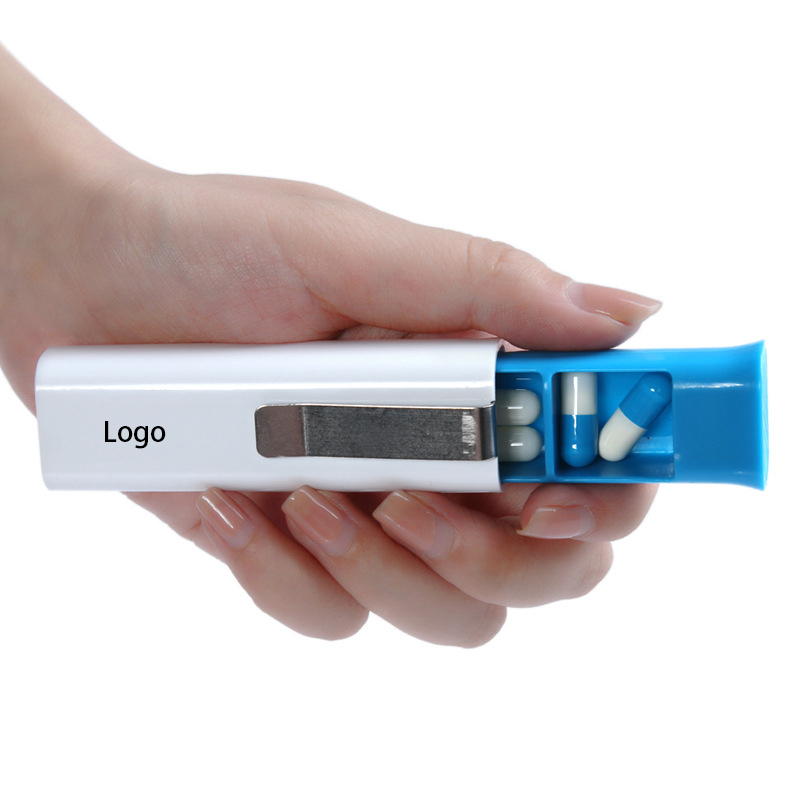 Portable Push Pull Pill Box with Metal Clip 2