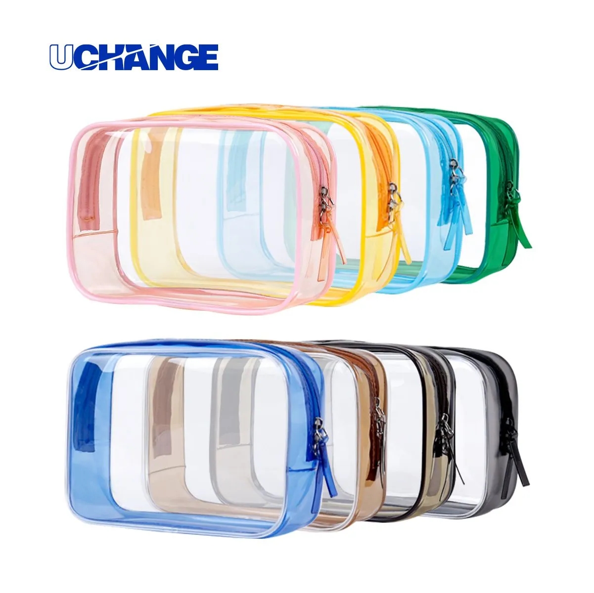 Clear PVC Travel Cosmetic Bag With Zipper And Custom Logo 3