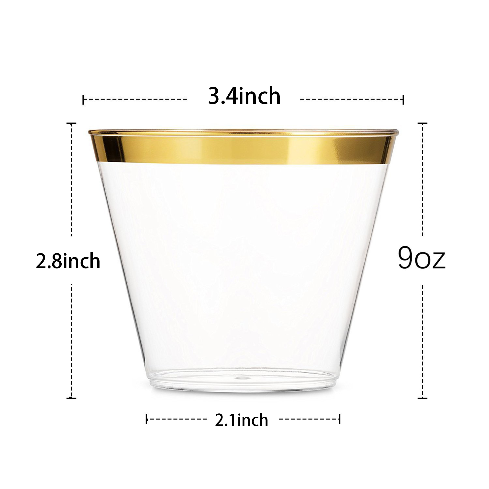 9 Oz Customizable Clear Plastic Cups with Metallic Rim 5