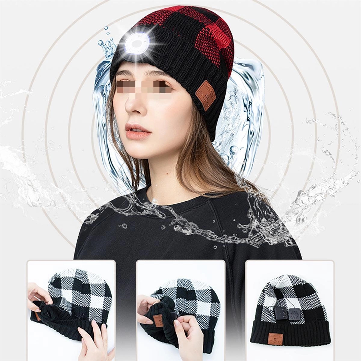 Bluetooth Beanie With Head Light 2