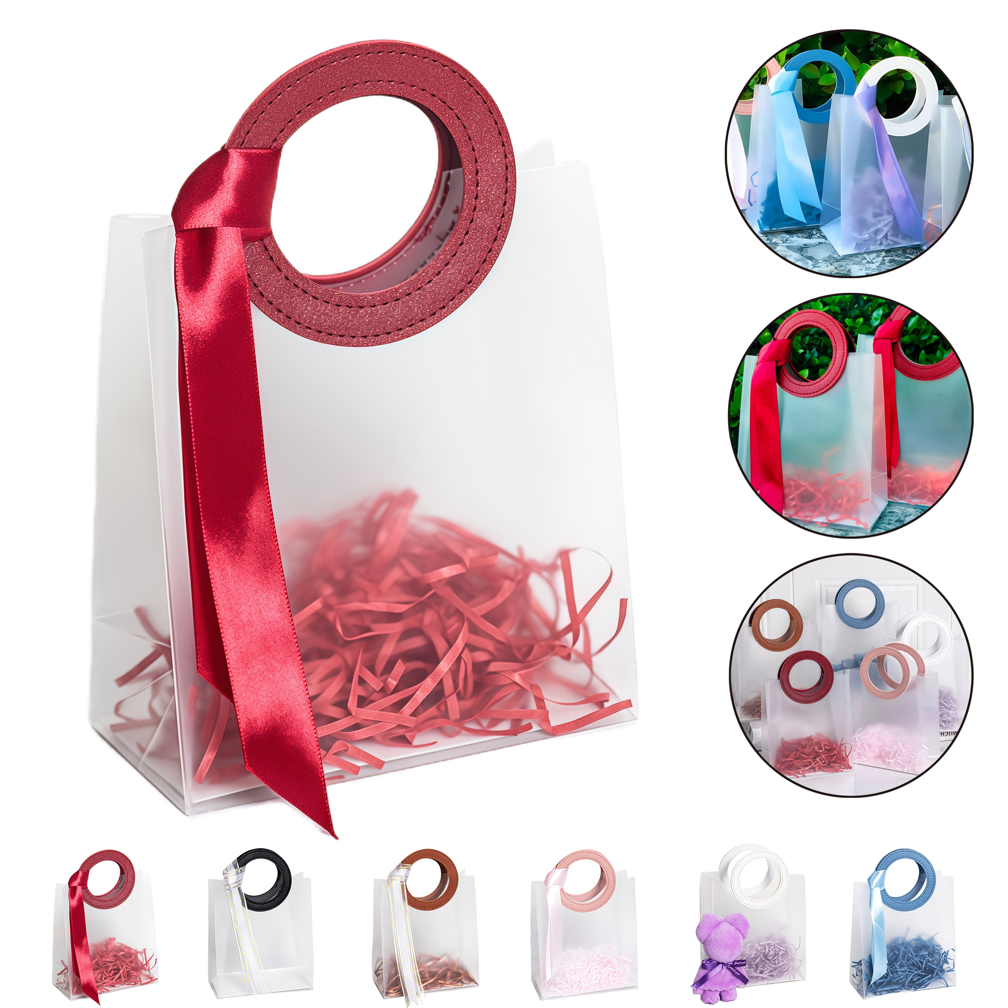 Large Clear Frosted Plastic Handbag for Birthday Candy Wedding Party Favor School Gift 2
