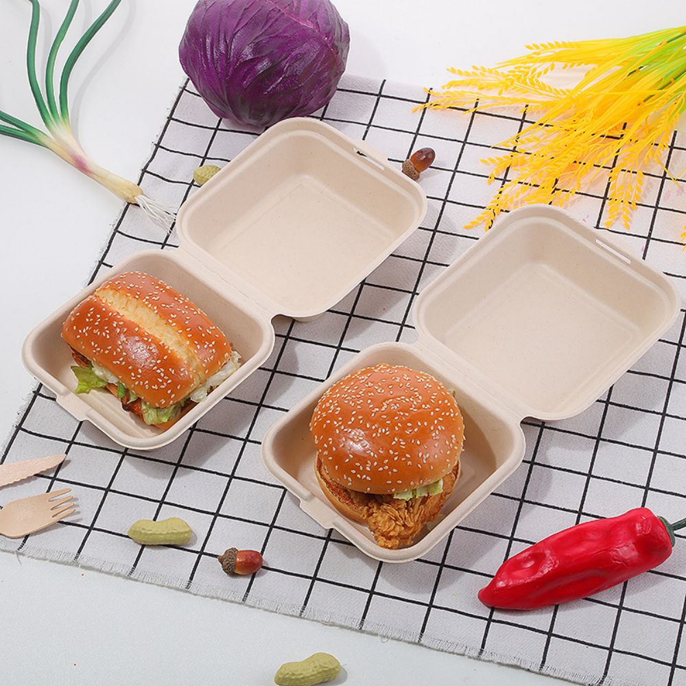 Printed Disposable Degradable Take Away Hamburger Boxes 3