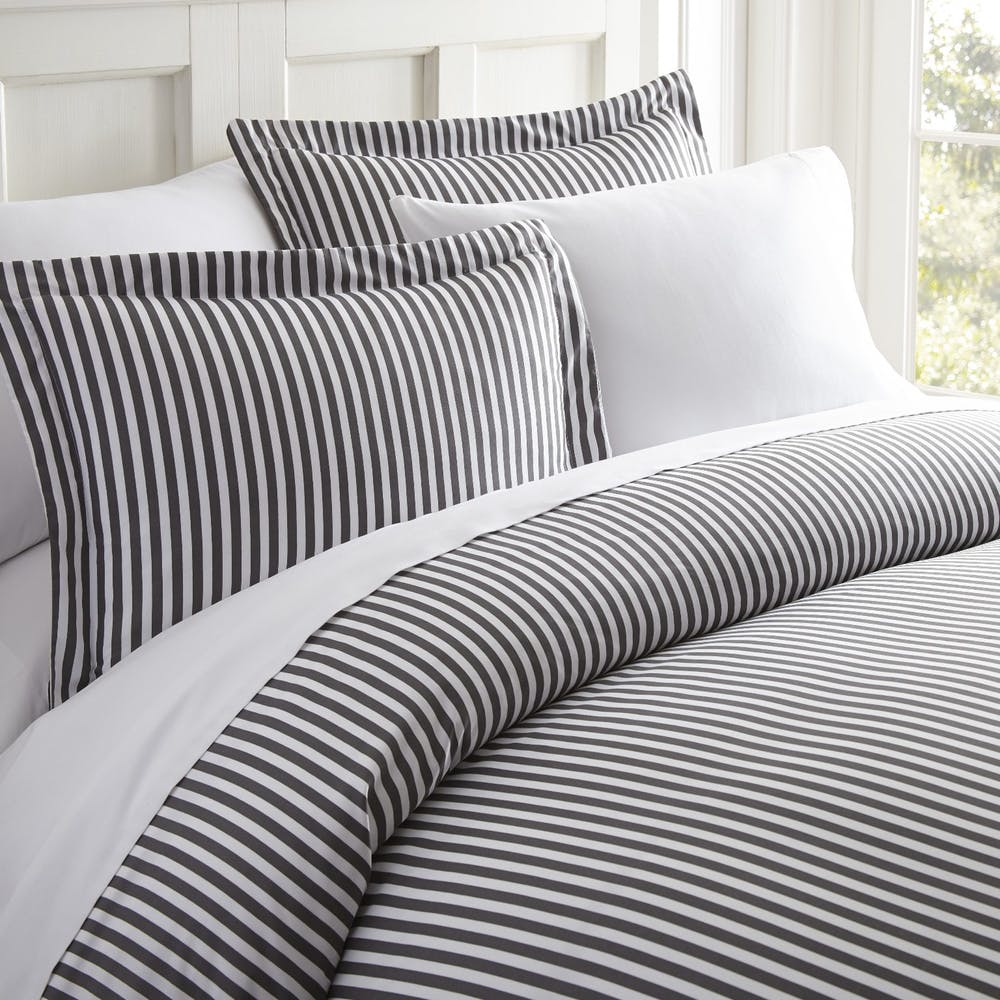 Duvet Cover Sets - Gray Ribbon Pattern King 3 Piece 1