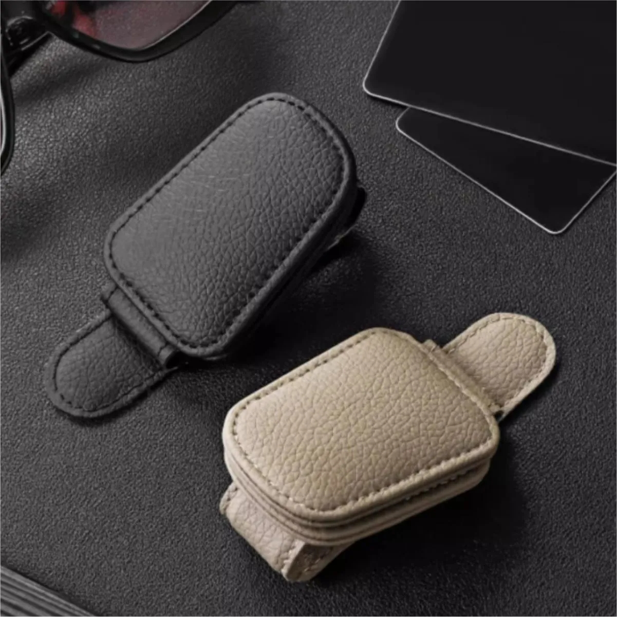 PU Leather Car Visor Eyeglass Clip Holder 3