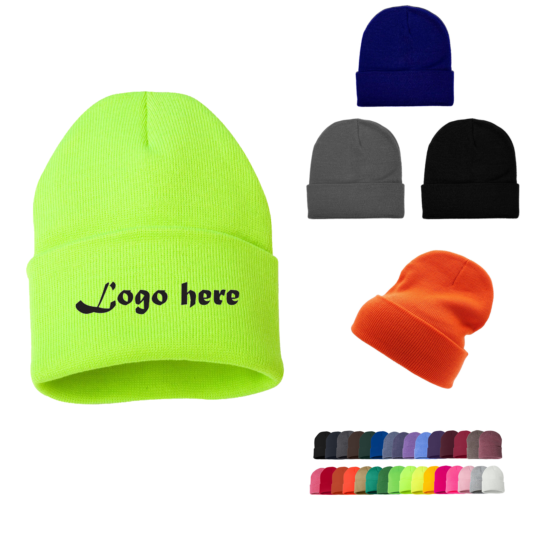 MOQ 50Pcs 100% Acrylic fibers Cuff Knit Beanie 1