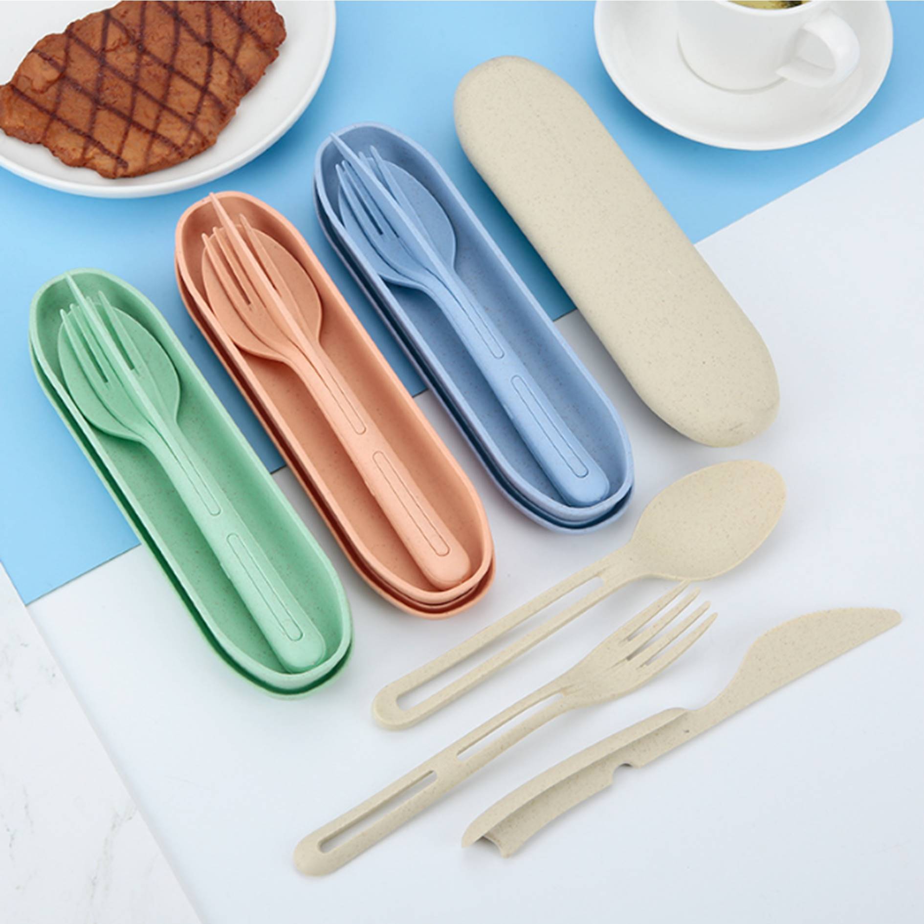 Portable Wheat Straw Utensil Set 3