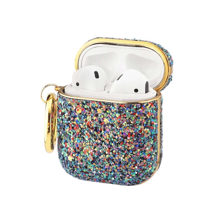 AirPods Cases - Purple Sparkle with Clip 2