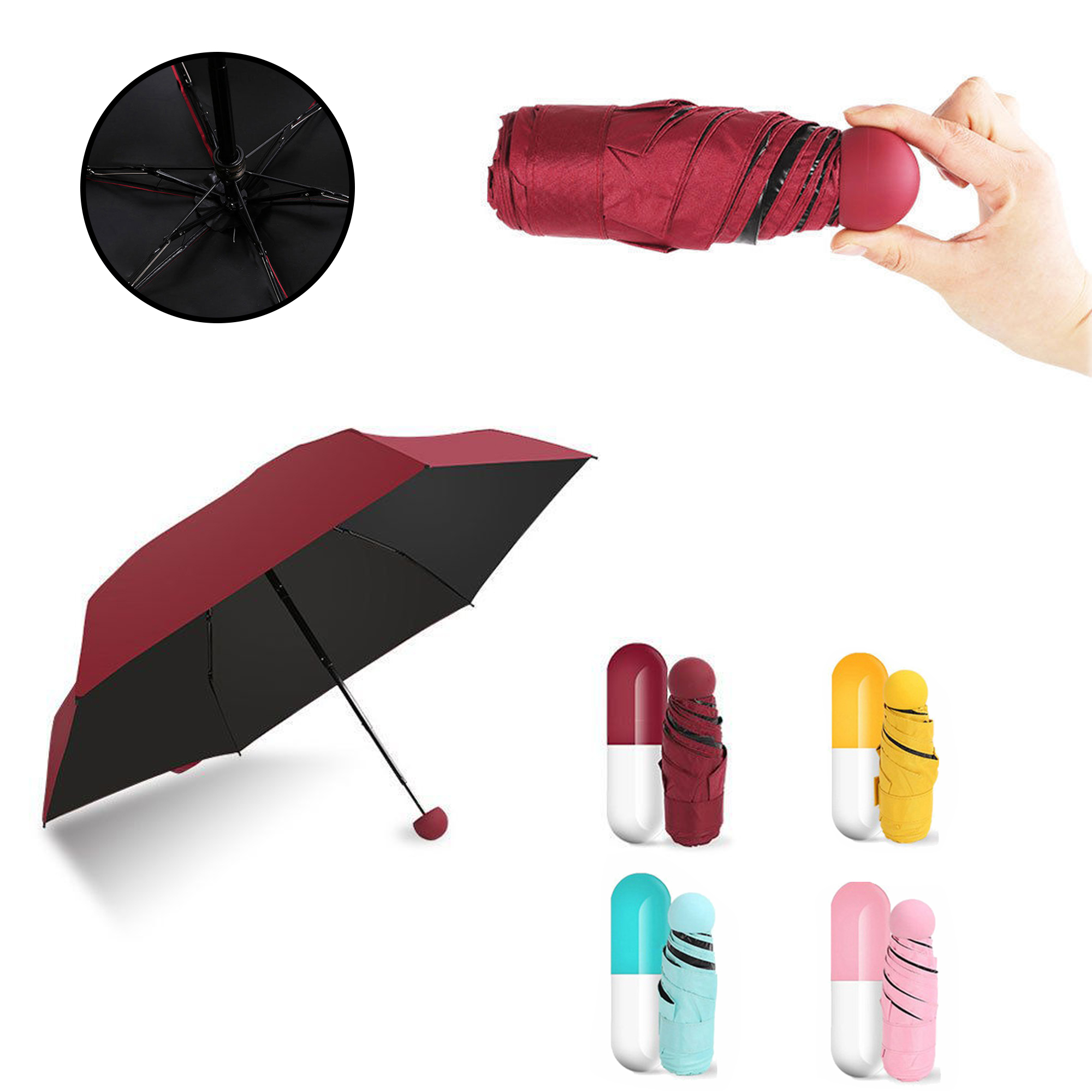 Mini Windproof Sun And Rain Pocket Capsule Umbrella MOQ 1pcs 1