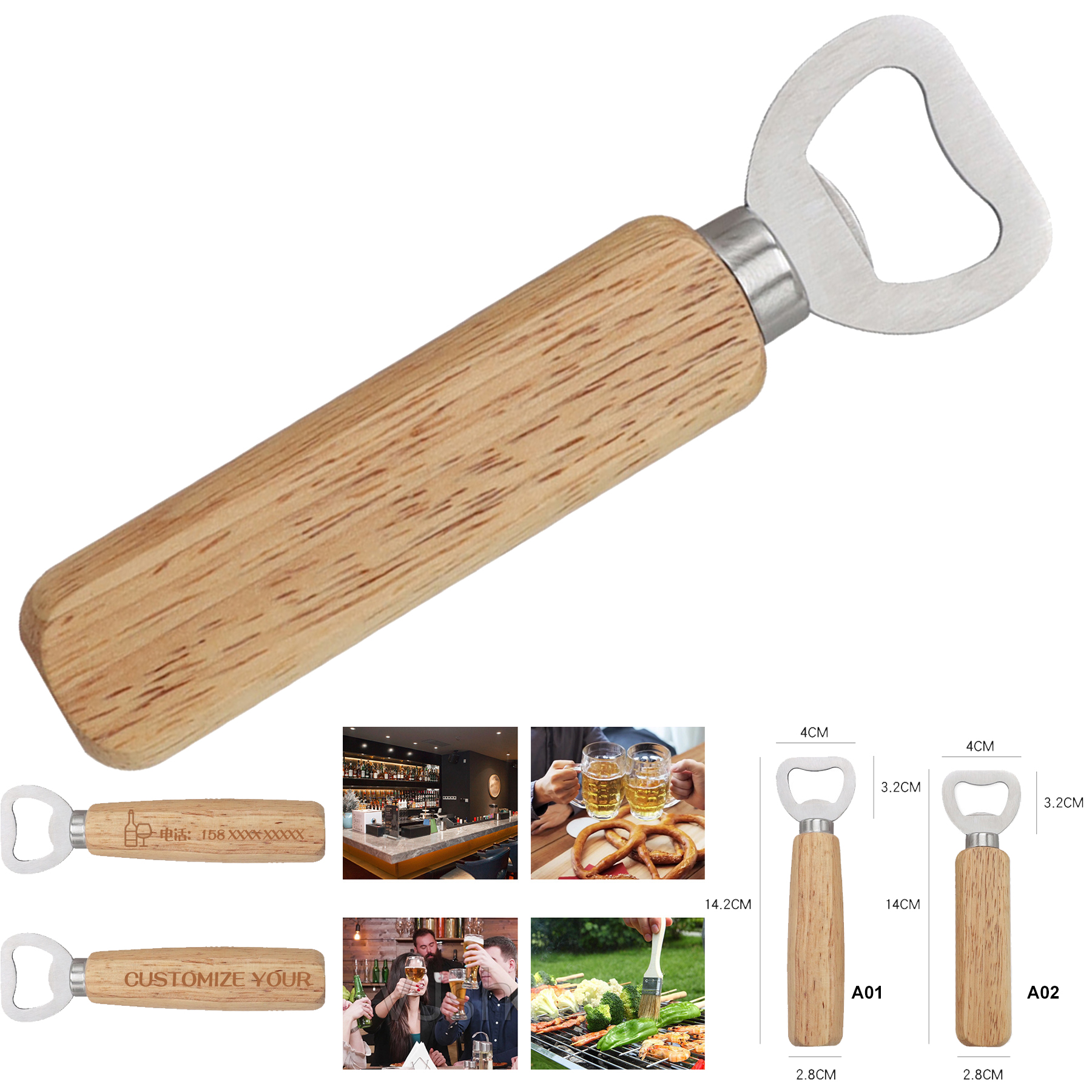 Wooden Bottle Opener Cap Opener 2