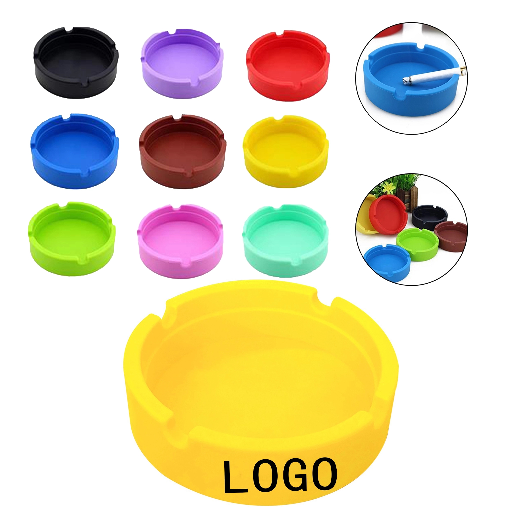 Round Portable Silicone Household Ashtray 2