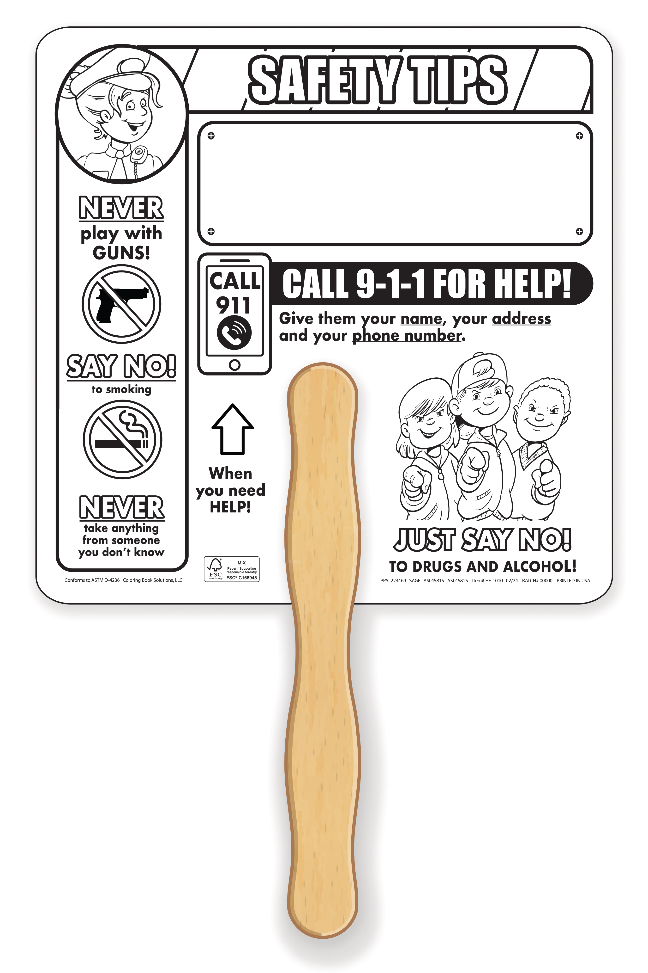 HAND FANS - Crime Prevention Coloring Hand Fan 7